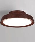 SAYTOP Modern Bladeless Ceiling Fan Light Farmhouse Flush Mount Ceiling Fan with wooden finish and round design, ideal for stylish lighting.