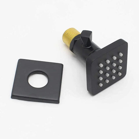 Shower Body Spray Solid Brass Massage Jets With Wall Mount, Dope Matte Black Swivel Shower Head, Independent Flow Control, front view