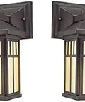 Two Pack One Light Exterior Wall Lantern In Oil Rubbed Bronze With Honey Art Glass, Steel Construction For Outdoor Vibes, 12.5 Inches High By 6 Inches Wide, Extends 9 Inches