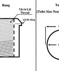 Diagram of bung with 7/8-14 LH thread and corresponding tubing specifications for Heavy Duty 7/8 Inch Threaded Panhard Bar Kit With Chromoly Steel Rod Ends And Bung Hardware For Off Road Suspension Upgrades Built Damn Tough For Trail Runs And Mud Soaks.
