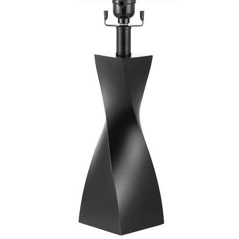 Modern twisted plastic base of Two Pack Black Table Lamps With White Linen Shades For Bedroom And Living Room End Tables Set Of 2