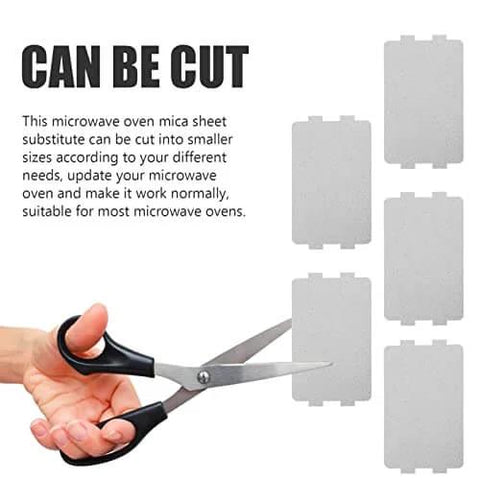 Hand cutting 10 Piece Microwave Oven Mica Insulation Sheets Heat Resistant Waveguide Cover Plates with scissors