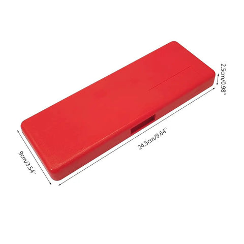Red storage box for Digital Disc Brake Rotor Caliper with Large LCD Screen, dimensions 24.5cm x 9cm x 2.5cm.