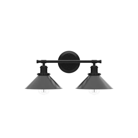 Two Light Matte Black Farmhouse Vanity Light Fixture For Bathroom, Rustic Industrial Wall Sconce Over Mirror, 20 Inch Long