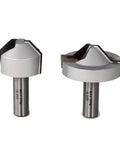 Half Inch Shank Lapped Miter Joint Router Bit Set With Three Quarter Inch Setup Block Carbide Tip Heavy Duty DIY Friendly
