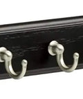 Black Wall Mount Key Rack With 7 Hooks For Hallway And Entry, 14 Inch Key Organizer Rail In Satin Nickel Finish