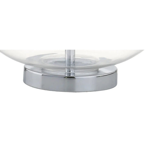 Base of Teardrop Glass Table Lamps Set Of 2 With Clear and Chrome Finish, Sleek Modern Bedside Lights For Bedroom And Living Room.
