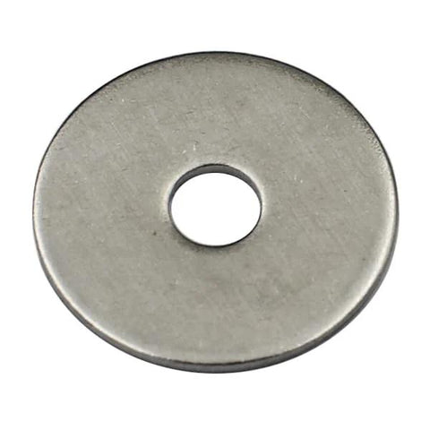 Front view of a single 304 stainless steel fender washer with 3/4 inch outer diameter.