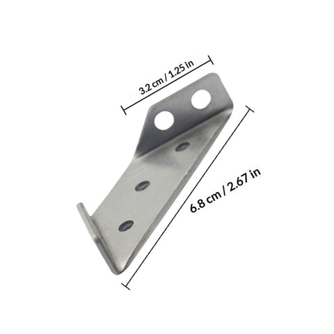 Beefy Trapezoid Corner Brackets Set Of 10 Stainless Steel, showing one bracket with 3.2cm x 6.8cm dimensions for DIY furniture support.
