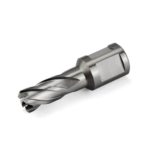 Oscarbide annular cutter with a 3/4 in Weldon shank; 1/2 in cutting diameter for magnetic drill press.