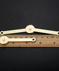 Two Pieces Metal Lid Support Hinges For Cabinets And Wood Boxes, 68x8mm, golden and durable, shown next to a ruler for size reference.
