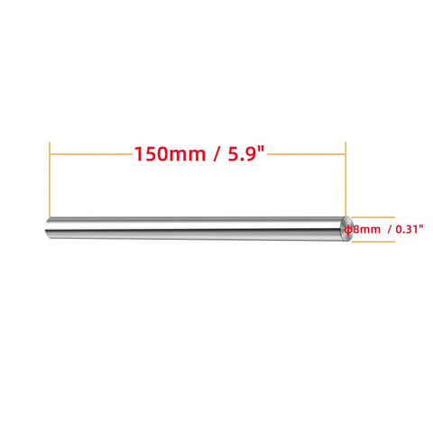 2 Pack 8mm X 150mm Linear Motion Rods Chrome Plated Case Hardened Shaft Guide With Chamfered Ends For Easy Bearing Installation, Perfect For 3D Printers CNC DIY Projects.