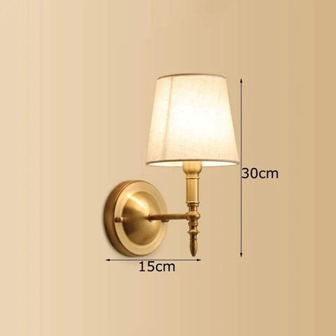 Dope Warm Brass Wall Lamp With White Drum Shade, Hardwired Sconce For Bedside And Hallway, Modern European Style Lighting