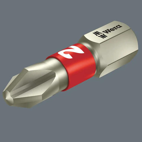 Close-up of stainless bit from Stainless Bit-Check 30 Set With Rapidaptor Bit Holder And Quick Release Chuck, rust-resistant tool kit.