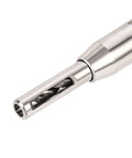 Close-up of silver uxcell self-centering hinge tapper core drill bit, 11/64 in diameter.