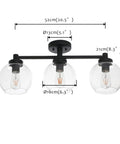 Three Light Globe Ceiling Light Fixture Industrial Flush Mount Vintage Glass Shade Ceiling Lamp For Dining Room Living Room Kitchen Island Hallway Bathroom