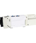 Compact Multi Stage Vacuum Generator With Integrated Control Valve And Silencer For Easy Install And Space Saving Industrial Vacuum System, Delivers Powerful Vacuum Performance While Cutting Air Use And Energy Costs, side view.