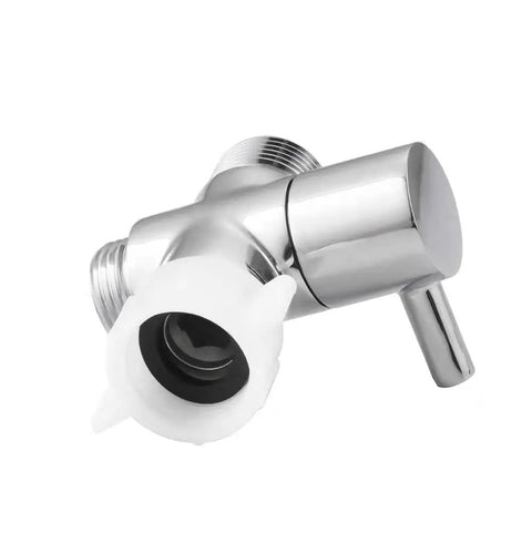 Solid Brass Bidet T Adapter With Shut Off Valve Chrome Plated Tee Connector For Toilet 7/8 Inch By 7/8 Inch By 1/2 Inch Or 3/8 Inch One Lever Twist Control No Fuss Quick Install chrome-plated brass bidet valve with lever and threaded connectors