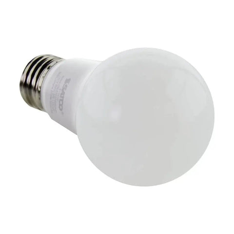 Side view of 9W A19 LED Light Bulbs 60W Replacement 2700K Warm White E26 Base Damp Location 10,000 Hour Life Frosted Finish