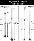 Two In One Door Security Bar And Sliding Patio Door Stopper Jammer For Child Proofing, Adjustable Heavy Duty Iron Construction With White Finish