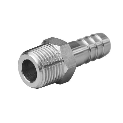 Beefy Stainless Steel 1/4 Inch Hose Barb to 1/8 Inch NPT Male Thread Hex Adapter Fitting for Air Water Fuel Lines 304 Stainless Heavy Duty Connector Pack of 5