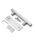 Heavy Duty 12 Inch Sliding Barn Door Handle Set In Brushed Nickel with flush pull handles and installation tools, 2 Piece Kit