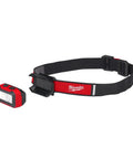 Rechargeable Magnetic Task Light With LED, red and black band, portable and durable design, shown detached from headlamp strap.