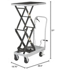 Strongway 2-Speed Hydraulic Rapid XT Lift Table Cart, 500-lb capacity, 50.75-in lift height, side view.