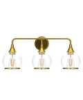 Gold Three Light Vanity Light Over Mirror With Clear Glass Shades, 22.4 Inch Wall Sconce Bath Fixture, Dope Mid Century Vibe For Master Bathroom, Bulbs Not Included