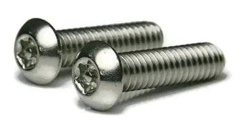 Close-up of Tamper Proof Security Screws With Pin Drive T-40 Button Head, 18-8 Stainless Steel, 5/16-18 X 2 Inches