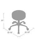 Dimensions of Antimicrobial Vinyl Medical Spa Stool Black With Round Armless Design And Easy Gas Lift Height Adjustment
