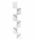 Corner Wall Shelves 5-Tier S-Shape Floating Rack In White, 7.8-inch FSC board corner shelf for books and decor