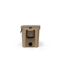 Heavy Duty 100 Qt Hard Side Cooler With Two Inch Foam Core, beige rotomolded design for camping and beach use.