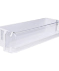 Door Shelf Bin For Refrigerator DA97-06175F Replacement, White OEM Part with clear front panel, durable door storage bin for snacks.