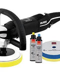 Big Foot Rotary Polisher LH19E Standard Kit with polishers, nine meter cord, and yellow BR150M fine foam pad for detailing