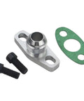 Ultimate Universal Oil Drain Return Kit With Tough Steel Fittings, Gasket And Washer For GT T Series Models To Fix Leaks And Supercharge Engine Performance Fast. steel fitting, gasket, and bolts