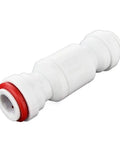 3/8 Inch Imperial Push On Check Valve Plastic Plumbing Fitting Blocks Backflow Cold For Reverse Osmosis Ice Makers And Hydroponics, white design.