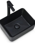 Matte Black Vessel Sink And Faucet Combo For Bathroom Above Counter Rectangular Ceramic Sink With Matte Black Faucet Pop Up Drain 22 Inch