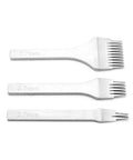 White Steel Leather Crafting Tool Set Featuring a 2.7mm Prong Stitching Chisel and 2510 Punch Lacing Irons for Leatherwork