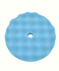 8 Inch Blue Ultra Soft Foam Buffing Pad For Auto Detailing And Paint Correction Heavy Duty Polish Tool top view with central hole