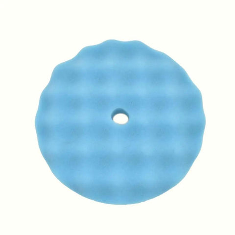 8 Inch Blue Ultra Soft Foam Buffing Pad For Auto Detailing And Paint Correction Heavy Duty Polish Tool top view with central hole