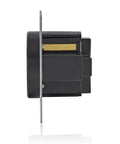 Heavy Duty Badass EV Charging Outlet Built Tough For Your Garage NEMA 14 50 R Socket in sleek black showing side view and mounting plate.