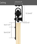 Ceiling Mount Sliding Barn Door Hardware Kit for Closet, 12 Foot Track System Fits 72 Inch Wide Single Wood Door Panel, Basic Style, Beefy Steel Rail With Nylon Wheel Rollers for Smooth Quiet Operation in diagram view.