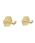 Top Shelf Brass Wall Hooks For Towels And Mugs No Sweat Rust Proof Bathroom Hanger with hexagonal back plates.