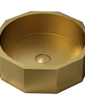 Totally Durable Gold Geometric Table Mounted Vanity Sink Built From Rugged 304 Stainless Steel Single Bowl Bathroom Basin.