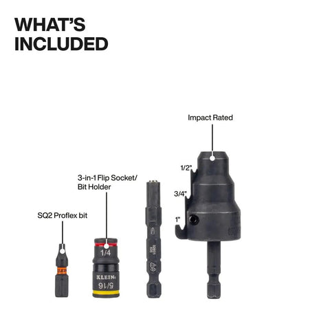 Flip Socket Conduit Reamer 3-In-1 Impact Rated Tool For Half Inch Three Quarter Inch And One Inch Conduit With Magnetic Bit Holder components