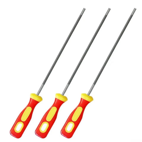 Three Round Chainsaw File Kit For Sharpening Chains, Includes 4mm 4.8mm And 5.5mm High Carbon Steel Files, Portable Woodworking Saw Chain Maintenance With Plastic Handle