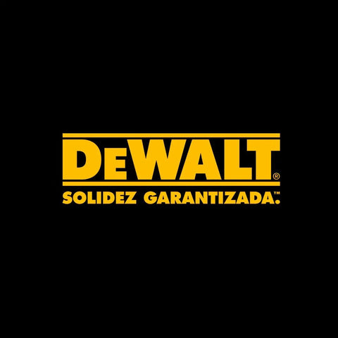 DeWalt logo with yellow text on a black background, featuring "Solidez Garantizada" slogan.