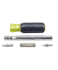 8 In 1 Magnetic Screwdriver And Nut Driver With Sliding Head For HVAC shown disassembled on a white background