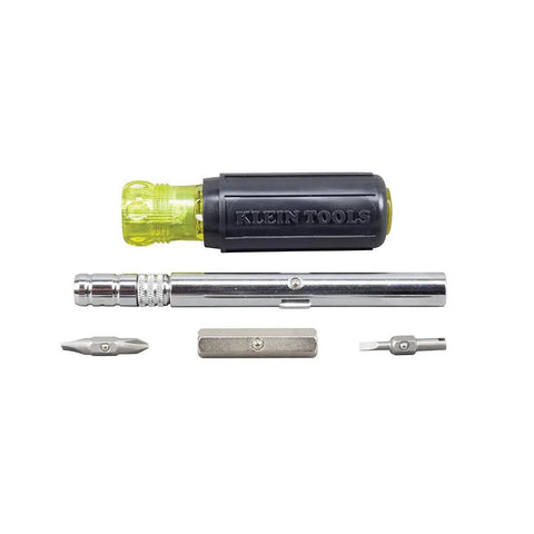 8 In 1 Magnetic Screwdriver And Nut Driver With Sliding Head For HVAC shown disassembled on a white background